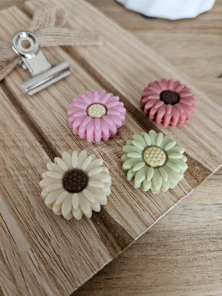 Assorted 20mm silicone daisy focal beads