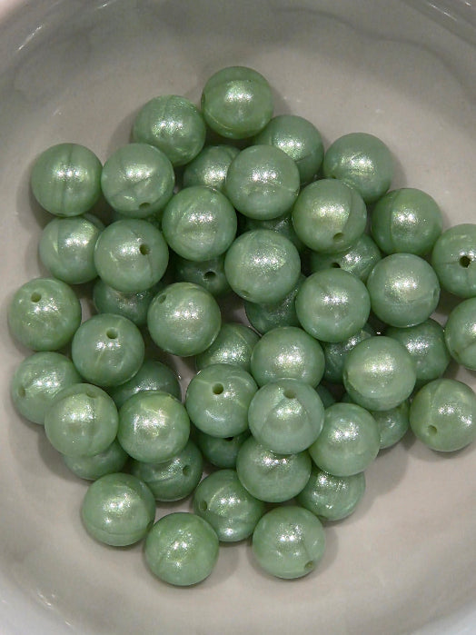 15mm Round Grass Opal colored silicone bead