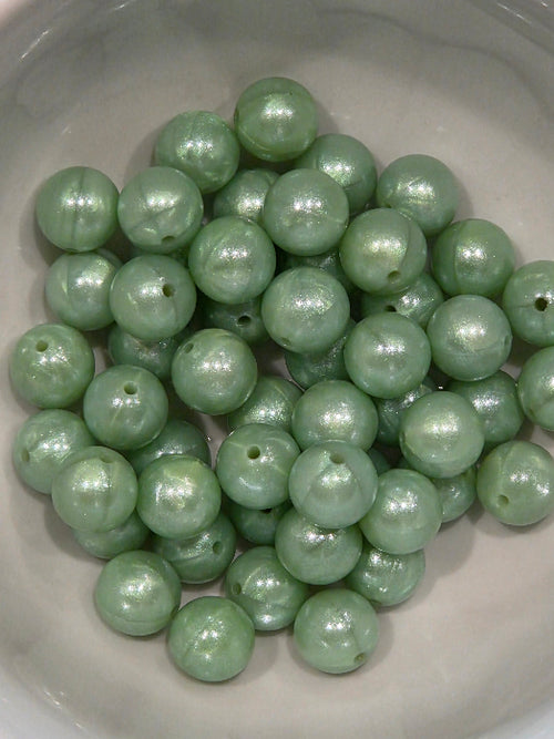 15mm Round Grass Opal colored silicone bead