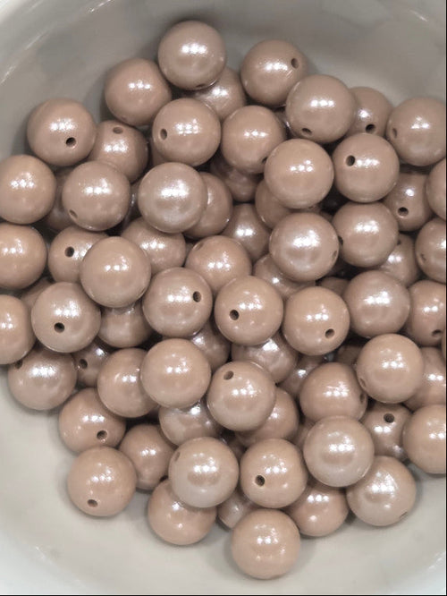15mm Round Oatmeal Opal colored silicone bead