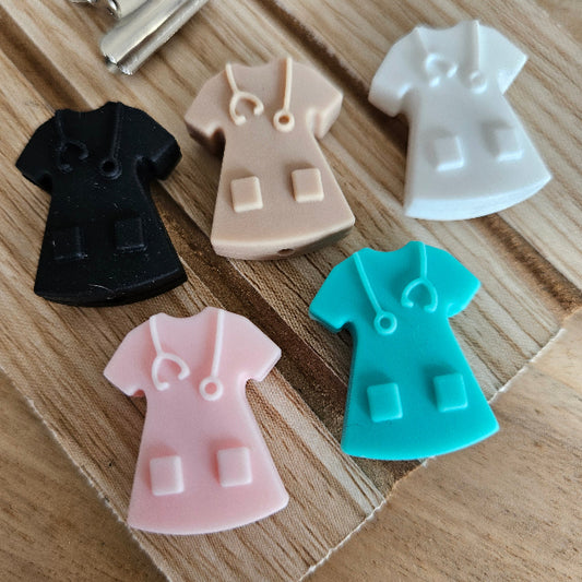 Scrub Top Silicone focal bead, assorted colors
