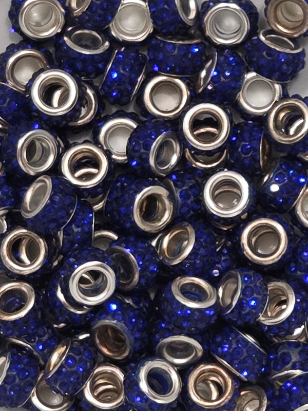 Blue and silver embellished beads 