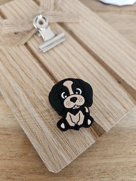 Black puppy silicone focal bead